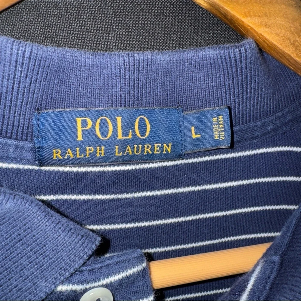 Polo Ralph Lauren Men’s Short Sleeve Polo Shirt Size Large L Blue White Stripes